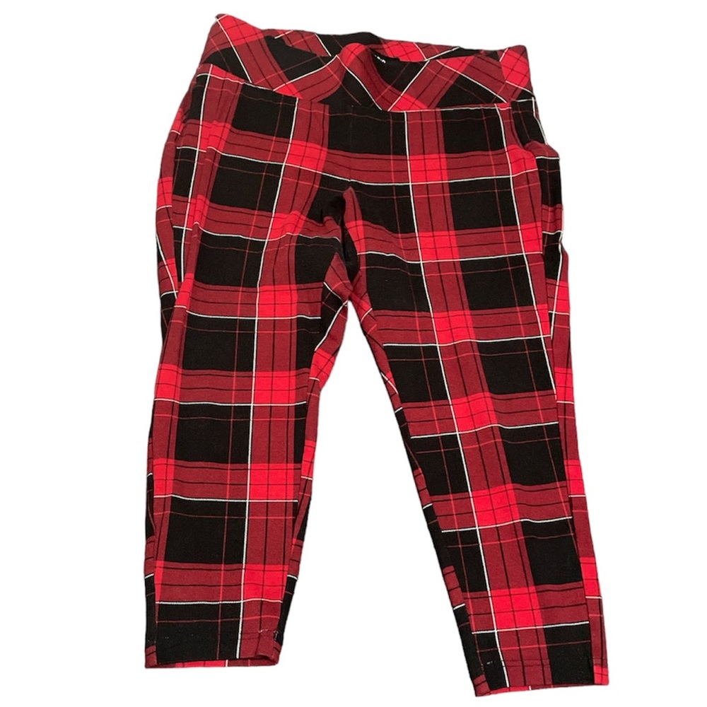 Torrid Cropped Slim Fix Pixie Pant - Plaid All-Nighter Ponte Black Red 1X XL - Picture 5 of 8